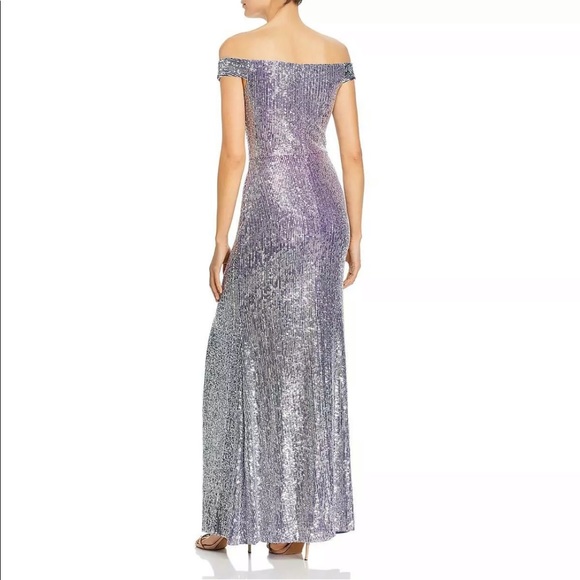 AQUA FORMAL Womens Sequined Pouf Sleeve V Neck Full-Length Evening Sheath Dress main image 0